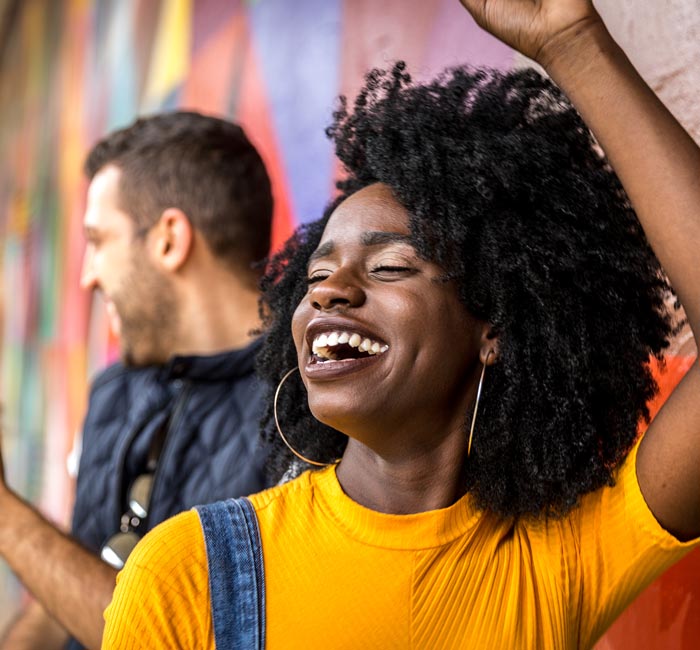 young woman laughing and having a good time